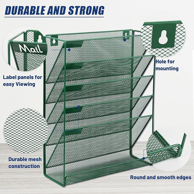 EASEPRES Desk File Organizer Mesh 6-Tier, Hanging Wall Mount Document - Image 4