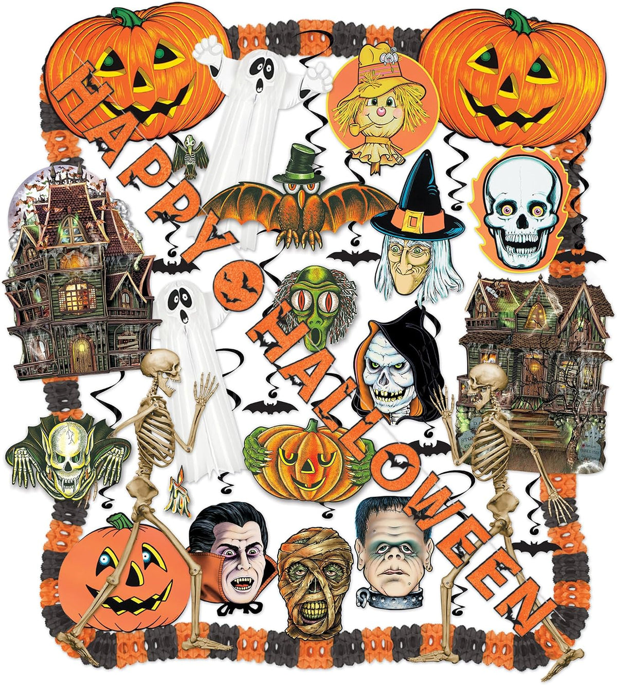 Beistle 24 Piece Halloween Decorating Kit - Complete Party Pack of Seasonal D...