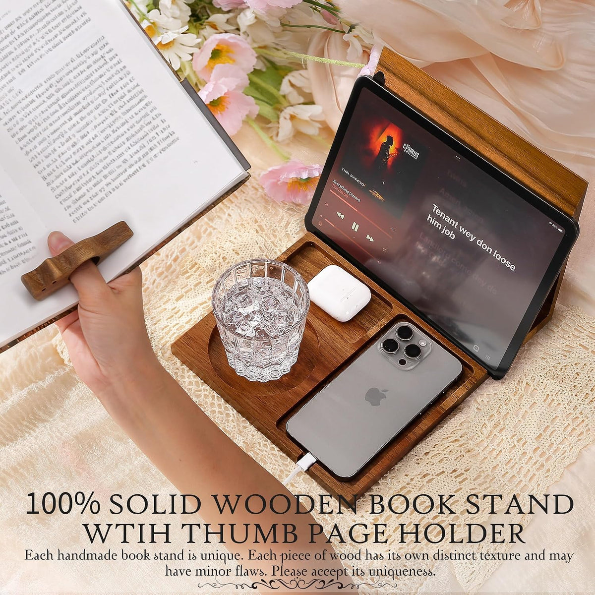 Book Holder Stand for Reading Rest Wooden Book Rest Book Nook Reading Valet