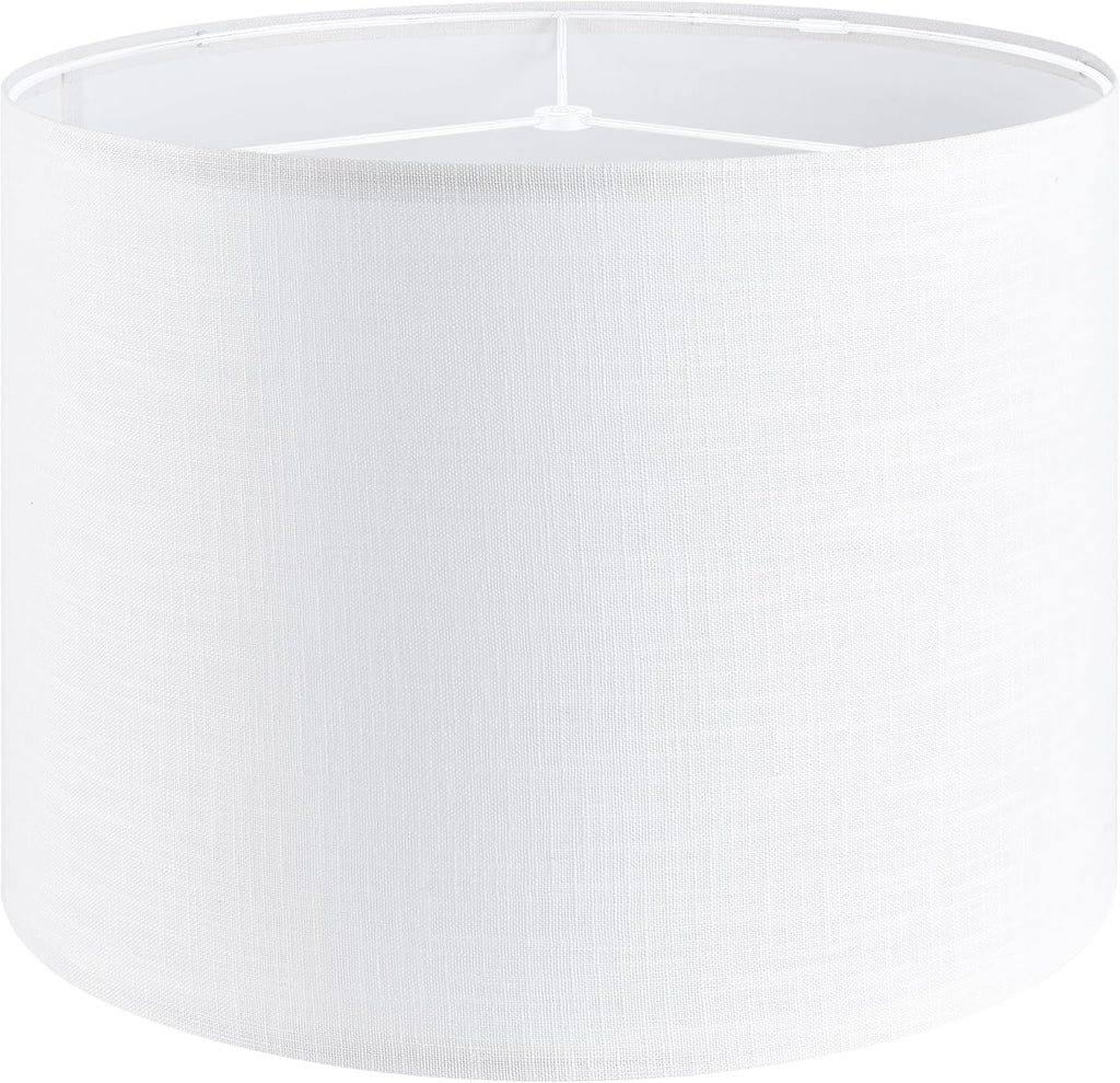 White Linen lampshades Large Drum Lamp Shade 16" Top x 16" Bottom x 12" High