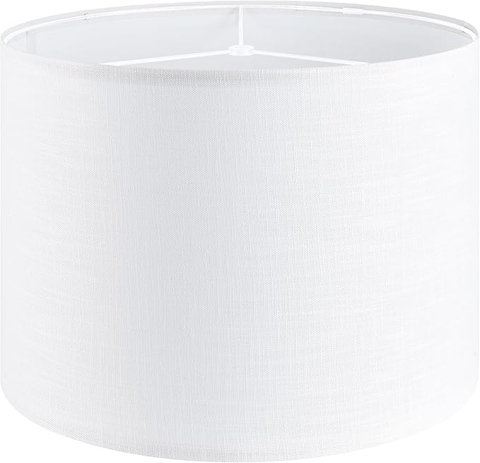 White Linen lampshades Large Drum Lamp Shade 16" Top x 16" Bottom x 12" High by GOSO