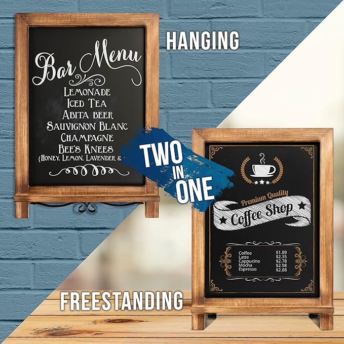 Rustic Torched Tabletop Chalkboard Sign/Hanging Magnetic Wall Chalkboard/Small - Image 2