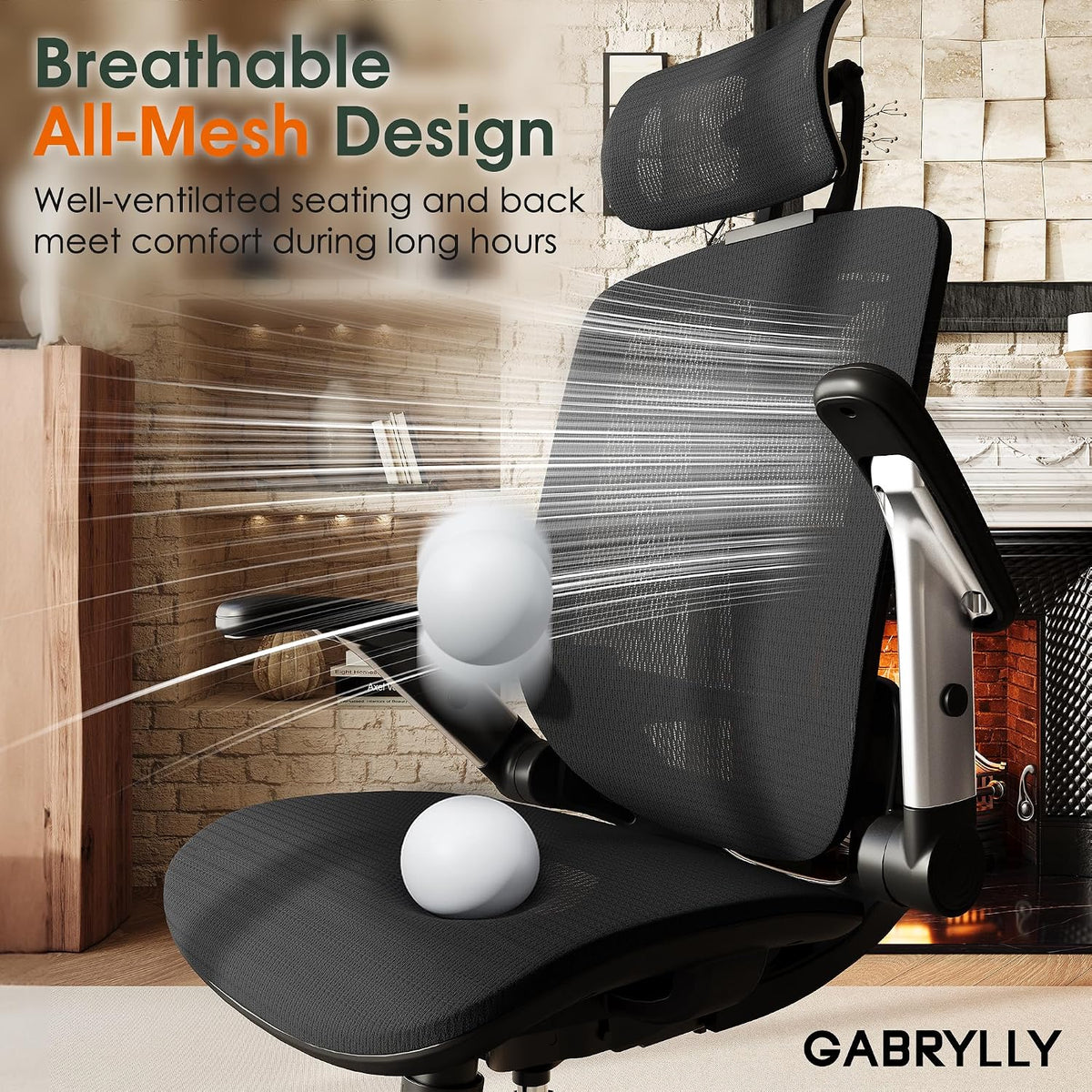 gabrylly ergonomic office chair, high back home desk, front angle view