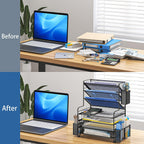 simple trending 7 tier desk file organizer, letter, side view