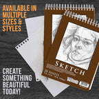 U.S. Art Supply 9”x12 Premium Heavy-Weight Paper Spiral Bound Sketch Book: 90 - Image 7