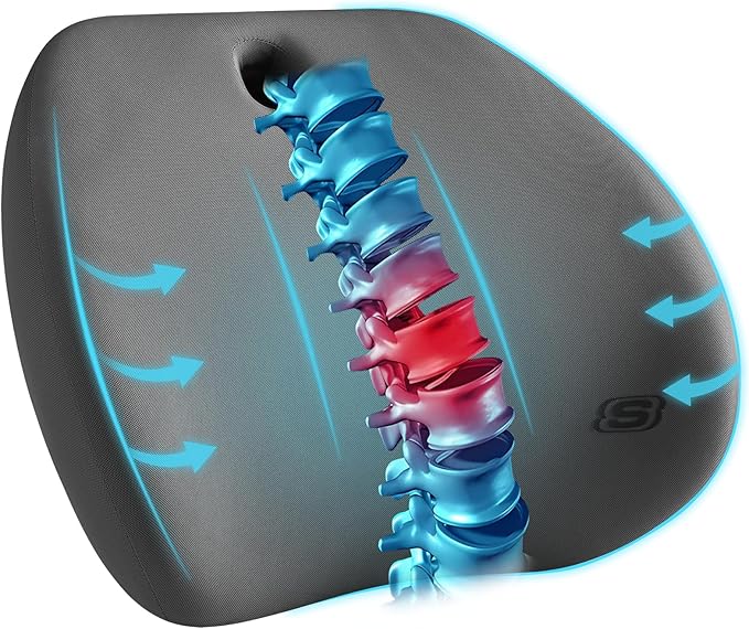 Skechers Lumbar Support Pillow for Office Chair, Memory Foam Lumbar Pillow by Skechers