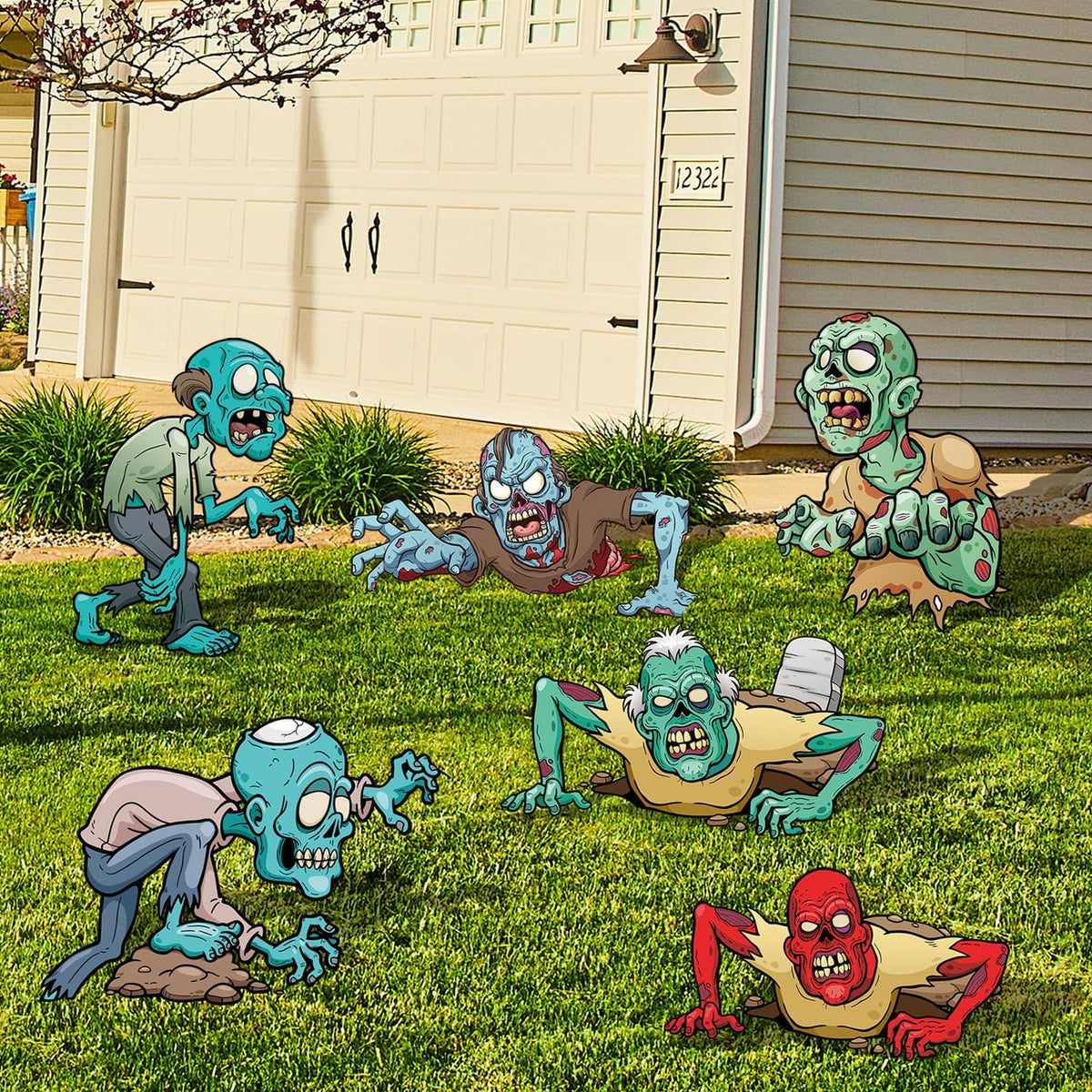 12Pack Halloween Scary Zombie Monster Yard Signs with Stakes 16.54 x 11.8in