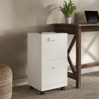 lavish home 2-drawer wooden file cabinet with lock on a desk or shelf