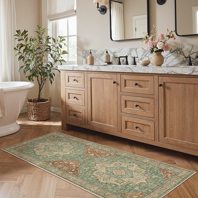 GENIMO Runner Rug 2'6"x8 Machine Washable Non Slip Vintage Hallway Runner Rug - Image 3