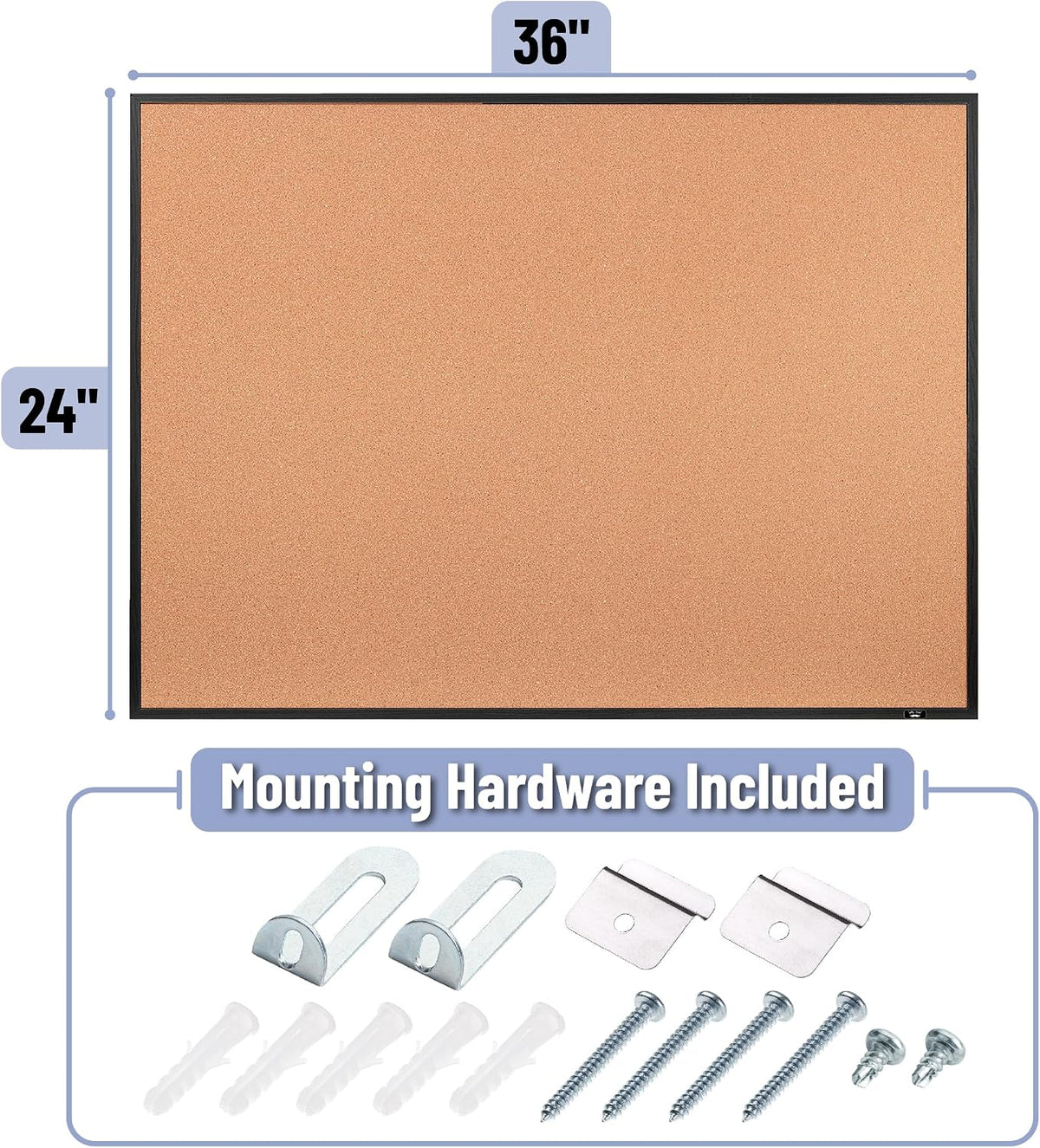 Mr. Pen- Cork Board, 24”x36”, Black Framed Cork Board, Cork Bulletin Board