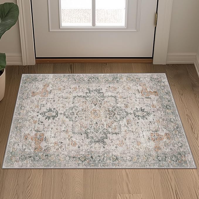 GENIMO 29"x17" Area Rugs for Living Room, Machine Washable Non Slip Vintage Rugs - Image 2