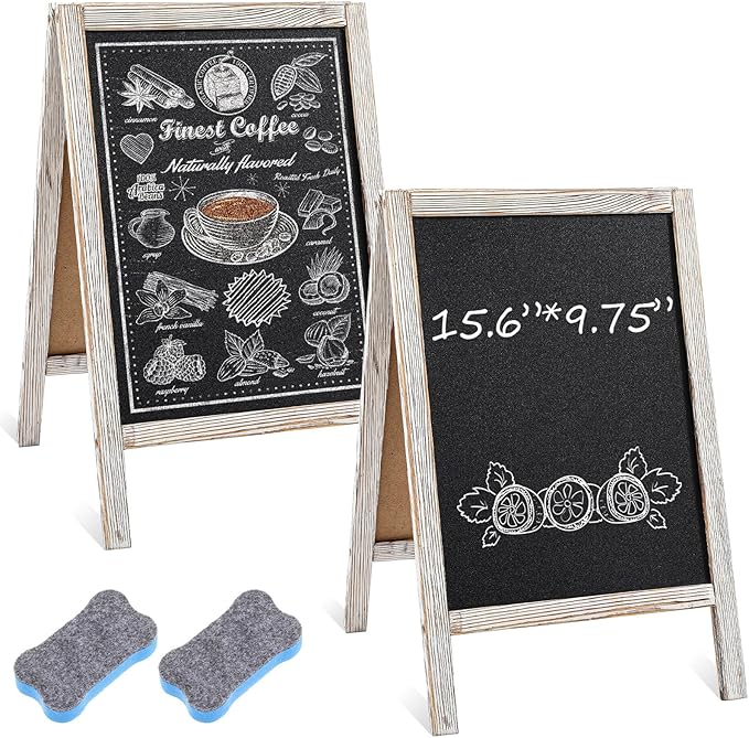 Henoyso 2 Pcs 16" x 10" Small Chalkboard Easel Tabletop Chalkboard Signs Menu by Henoyso