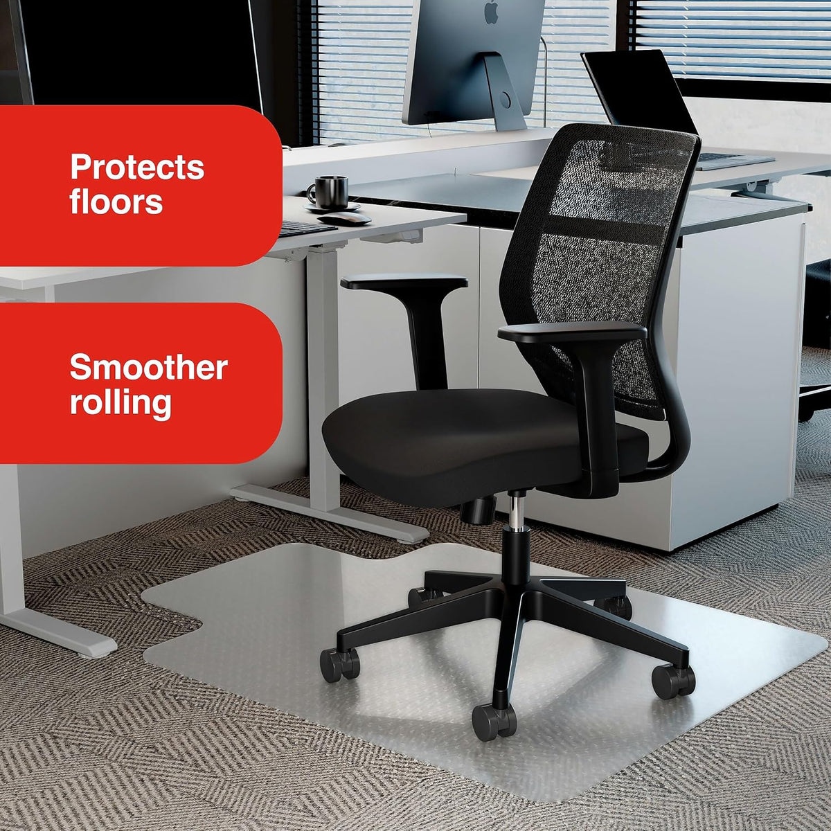 Staples Office Chair Mat with Lip, Flat-Pile Carpet, 48" x 36"