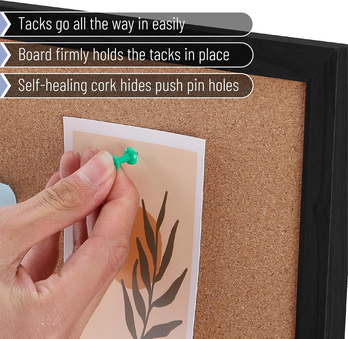 Mr. Pen- Cork Board, 24”x36”, Black Framed Cork Board, Cork Bulletin Board