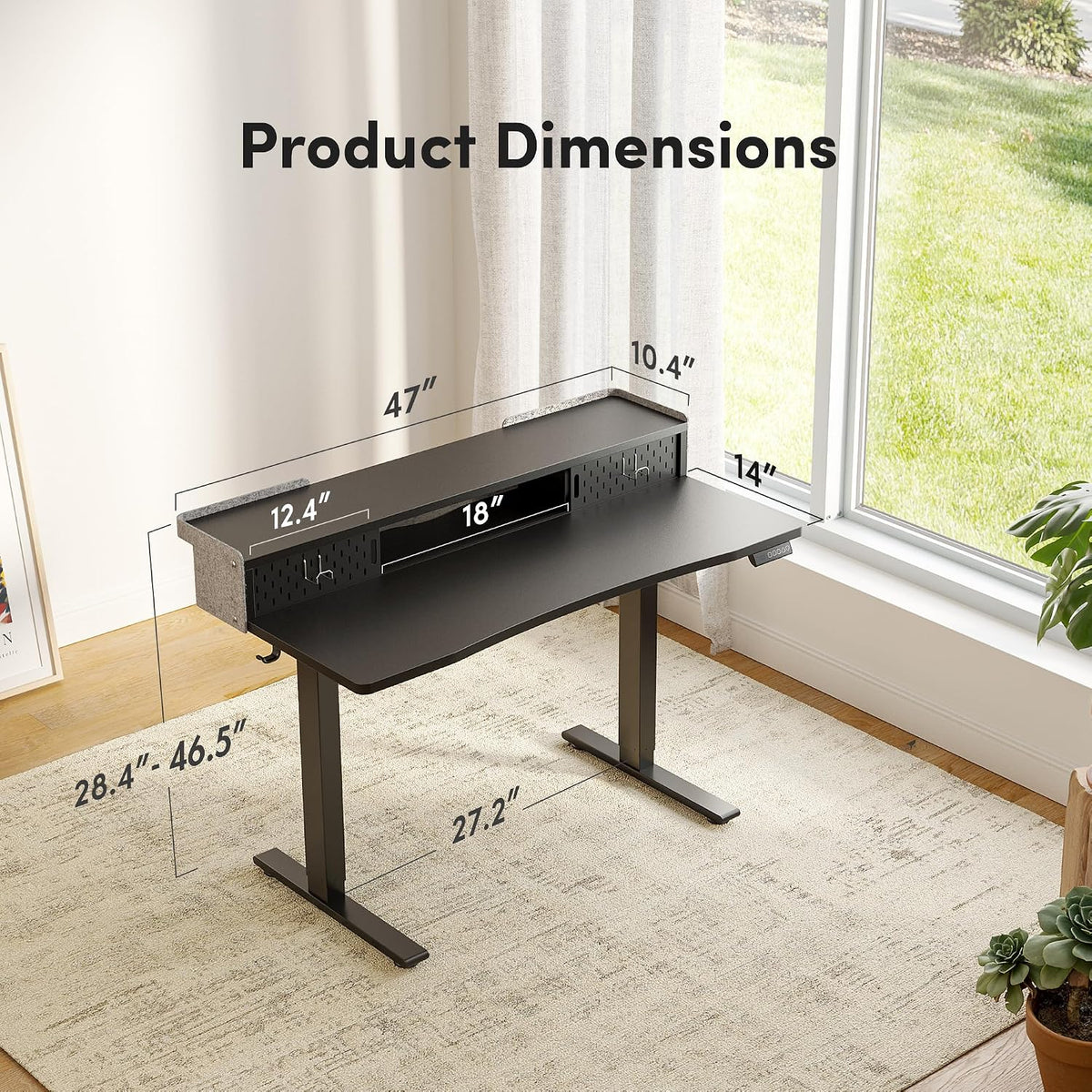 FEZIBO 48 X 24 Inch Standing Desk with Storage, Adjustable Height Sit Stand D...
