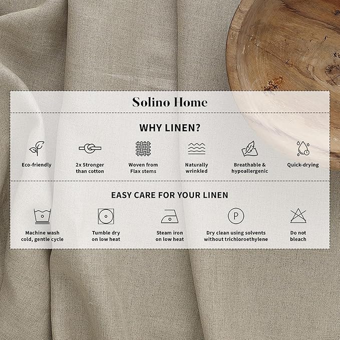 Solino Home Linen Table Runner 120 Inches Long - 100% Pure Linen Cinnamon Tab...