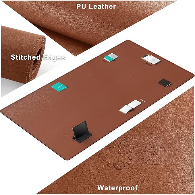 CENNBIE MAX200 78.7" x 39.4" Leather Desk Mat, Extra Large Desk Pad Blotter - Image 3