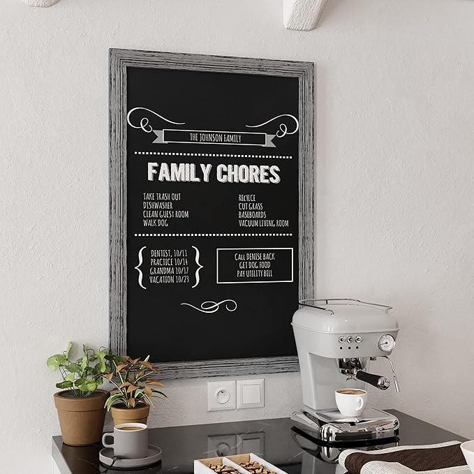 HBCY Creations Rustic Grey Wooden Magnetic Wall Chalkboard, Extra Large Size - Image 6