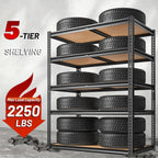 roomfave garage shelving heavy duty, 5 tier,72" h, side view