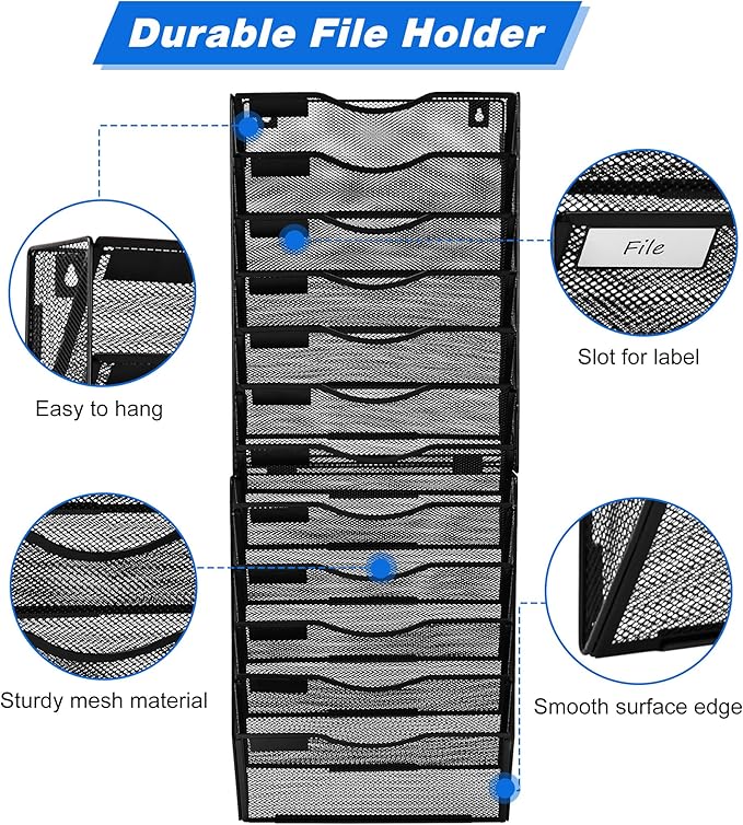 Solinxe Wall File Holder, 12 Pockets Hanging File Folder, Paper Organizer - Image 5