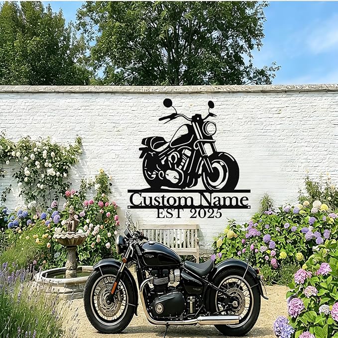 Custom Motorcycle Metal Sign Personalized Biker Name Sign Motorcycle Wall Art - Image 3