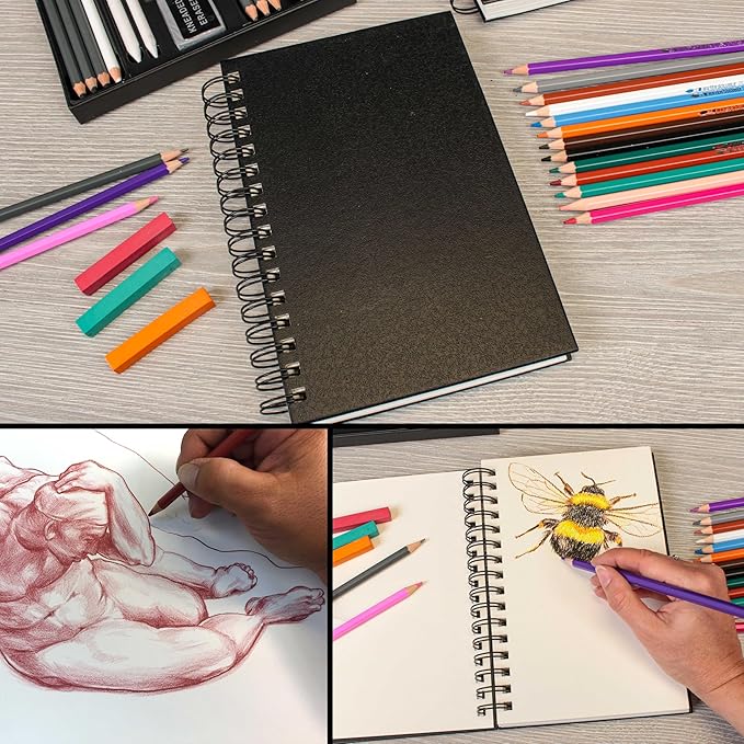U.S. Art Supply 5.5" x 8.5" Premium Hardbound Sketch Book, 2 Pack, 80 Sheets - Image 7