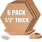 SUNGIFT Hexagon Cork Board Tiles Self Adhesive 6 Pack by SUNGIFT