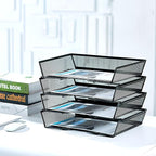 SETTFRFE 4 Tier Metal Mesh Desk Organizer-Stackable Letter Trays - Image 8