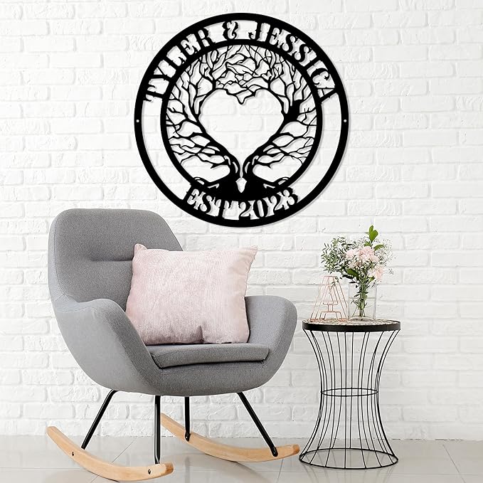 Personalized Valentines Day Metal Wall Sign, Custom Infinity Heart Love Couple - Image 6