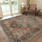 GENIMO 9x12 Area Rugs for Living Room, Non Slip Machine Washable Vintage Rugs by GENIMO