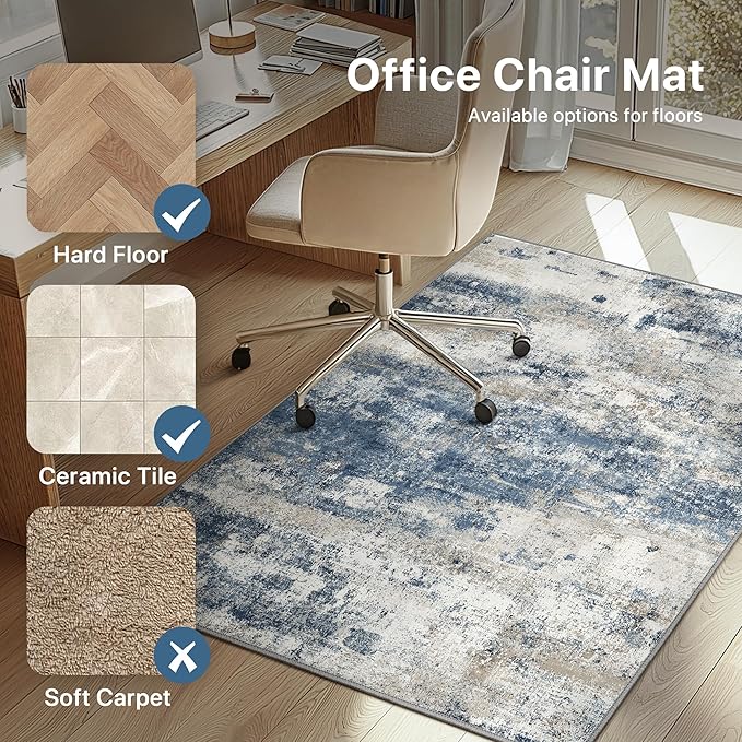 Office Chair Mat for Hardwood Tile Floor, Abstract 36"X 48" Desk Mats for - Image 3