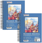 U.S. Art Supply 5.5"x8.5" Mixed Media Sketchbook, 2 Pack, 98 lb by USArtSupply