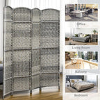 HOMCOM 6 Panel Room Divider, Hand-Woven Freestanding Wall Partition - Image 6