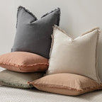 Foindtower Set of 2 Decorative Linen Fringe Throw Pillow Covers Cozy Boho - Image 5