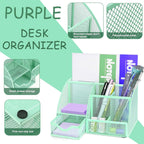 Green Office Desk Accessories Supplies, 12pcs Desk Organizers and Accessories with Tape dispenser and Stapler,Staples,Staple Remover,Pen Holder,Scissor,Ruler,Sticky Tabs,Tape,Ballpoint Pen,Clips Set