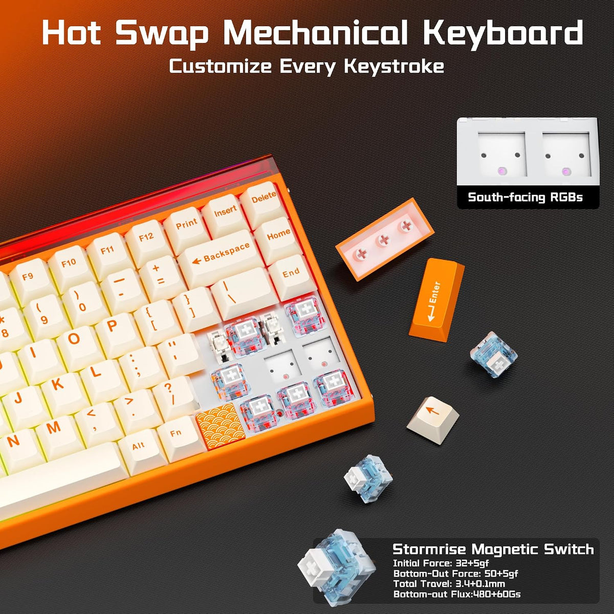 Aula Hero 75 HE Hall Effect Wireless Gaming Keyboard, 8K Polling & 8000mAh