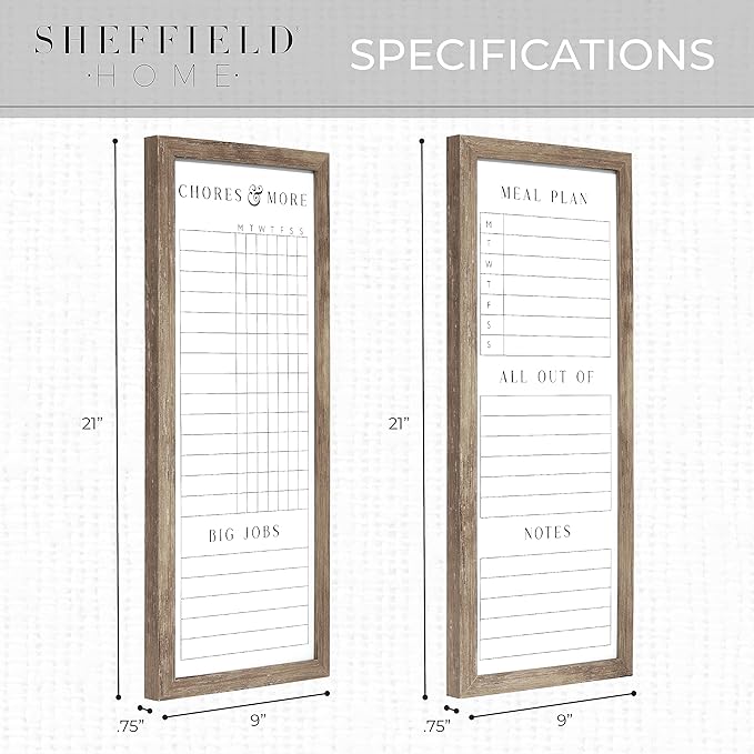 Sheffield Home Set of Two Family Planner Dry Erase Boards Featuring, Chore Chart - Image 4