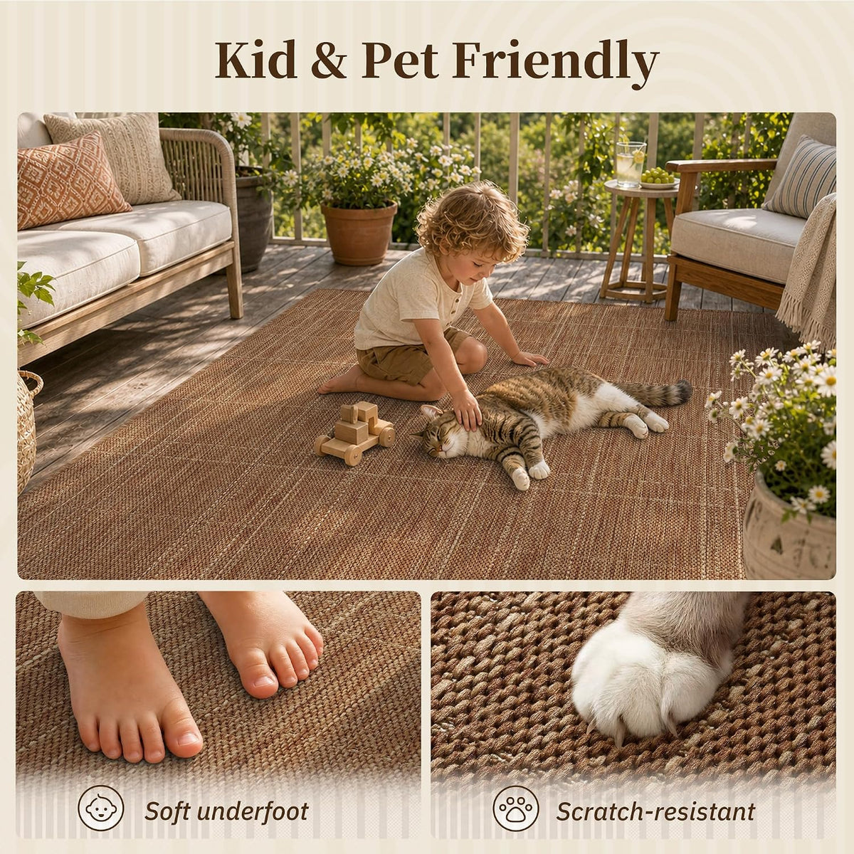 padoor-2x6 ft indoor outdoor runner rugs for entryway, front angle view
