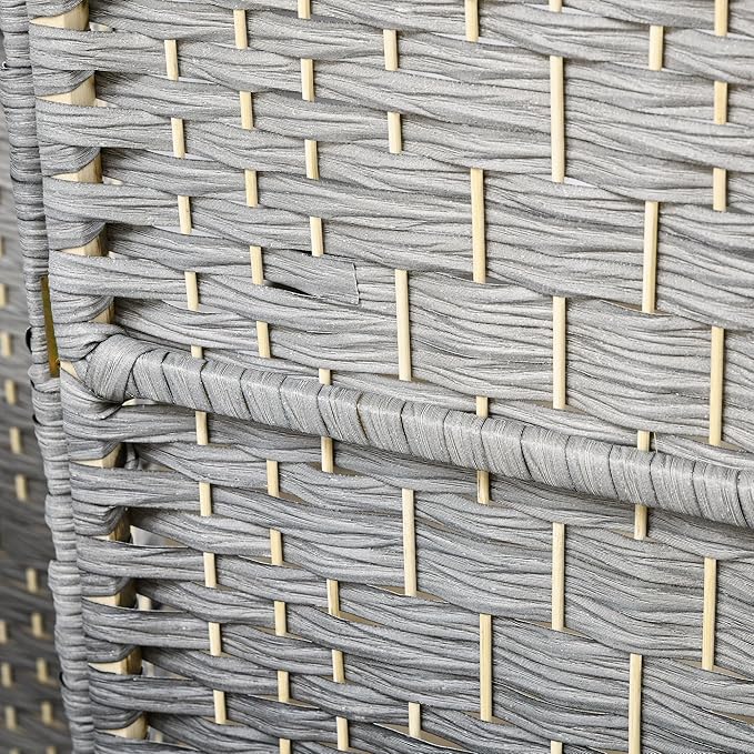 HOMCOM 4 Panel Room Divider, Hand-Woven Freestanding Wood Partition - Image 6