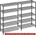 REIBII 5 Tier Wire Shelving Storage Shelves Loads 1430LBS, 2 Pack - Image 7