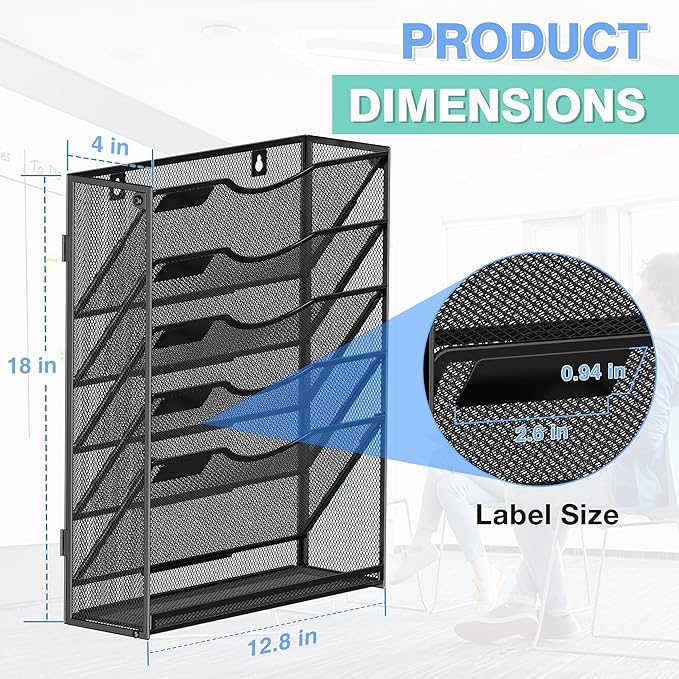 Kuntine.B Wall File Organizer Office Hanging Magazine Holder Wall File Organizer - Image 2