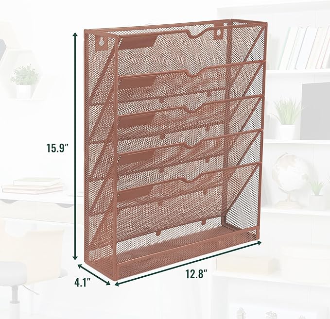 EASEPRES 6 Tier Mesh Hanging Wall File Organizer, Desk Vertical Mail Paper - Image 2