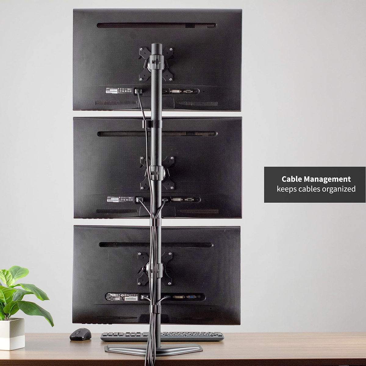 VIVO Triple Monitor Desk Stand for 13 to 27 inch Screens, STAND-V003D