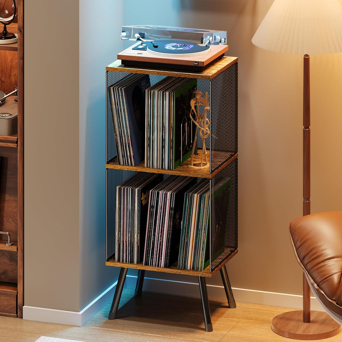 X-cosrack 3-Tier Record Player Stand, Turntable Stand with Storage up to 200 ...