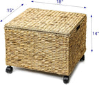 Trademark Innovations Rolling File Box Wicker File Cabinet Hanging File Baskets Water Hyacinth Storage Basket