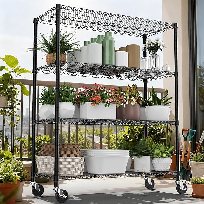 M MZG 4 Tiers Shelf 2640 lbs Steel Storage Shelving Utility Shelving Unit Steel - Image 2