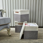 DECOMOMO Storage Basket with Lid, Storage Cubes with Handles, Fabric Box with - Image 5