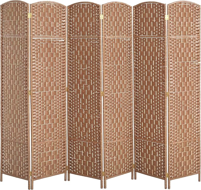 HOMCOM Room Divider, 6 Panel Folding Privacy Screen, 6FT Tall Portable Wicker by HOMCOM