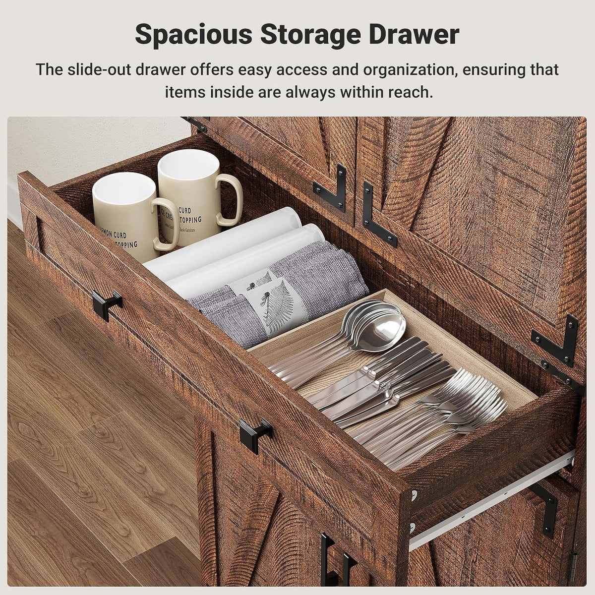 ELYKEN 72" Kitchen Pantry Storage Cabinet with Drawer, 3 Pull Out Shelves