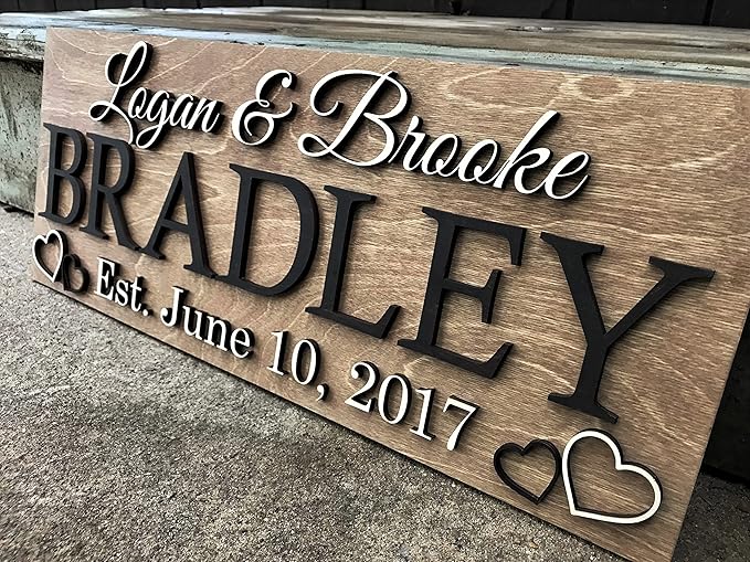 Personalized Wedding Gift – Custom Wood Last Name Established Sign, Family Name - Image 4